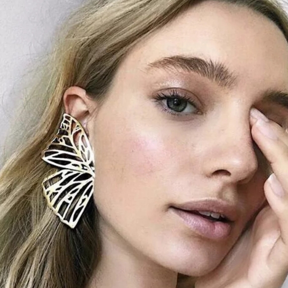 Jewelry - Silver big butterfly hollow earrings